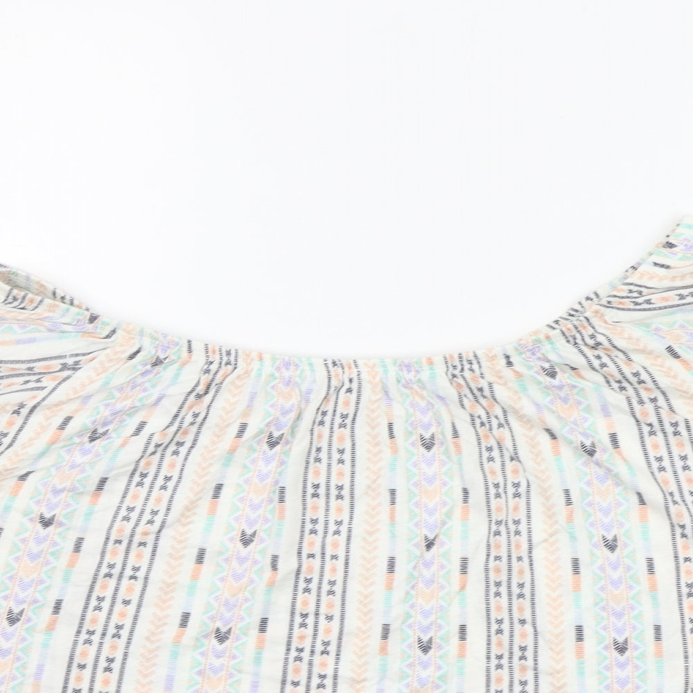 New Look Womens White Geometric  Basic Blouse Size 10