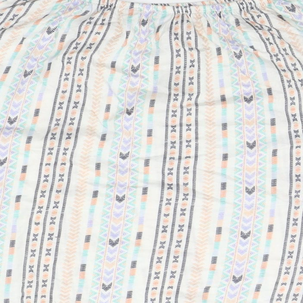 New Look Womens White Geometric  Basic Blouse Size 10