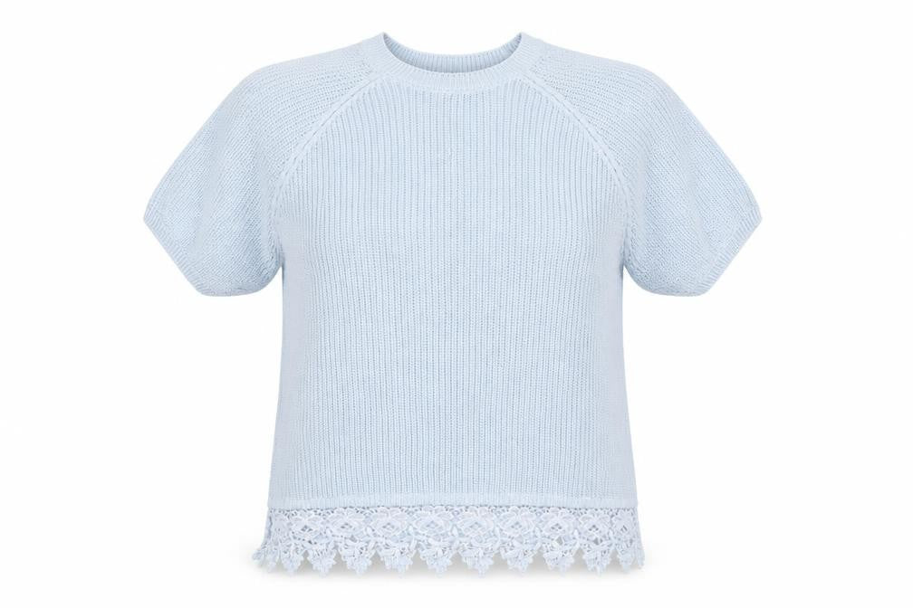 F&F Womens Blue  Knit Pullover Jumper Size 12  - crochet hem