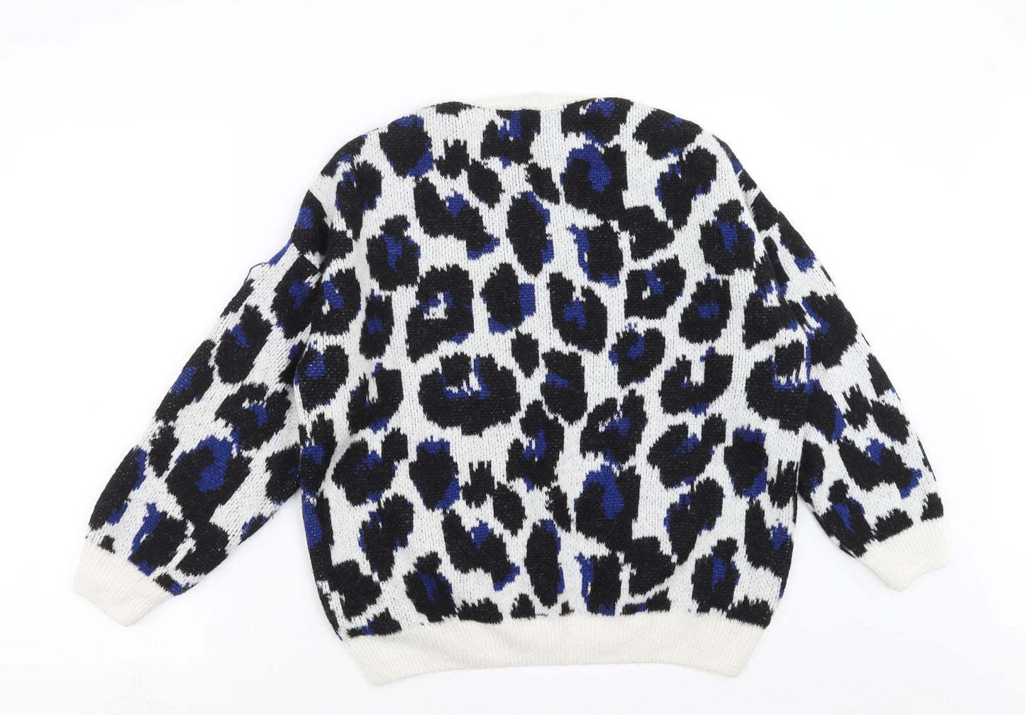 George Womens White Geometric Knit Pullover Jumper Size L  - sequins