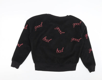 Back view of French Connection women’s black pullover sweatshirt, size L, - good bad