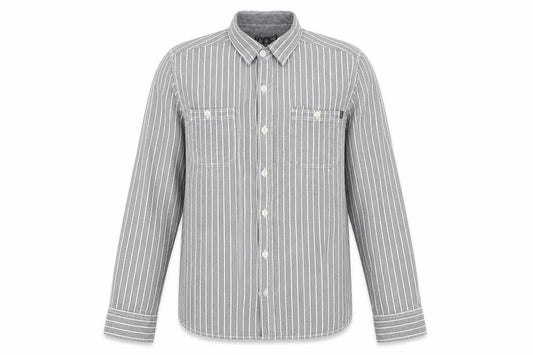 CCS Mens Grey Striped   Button-Up Size L