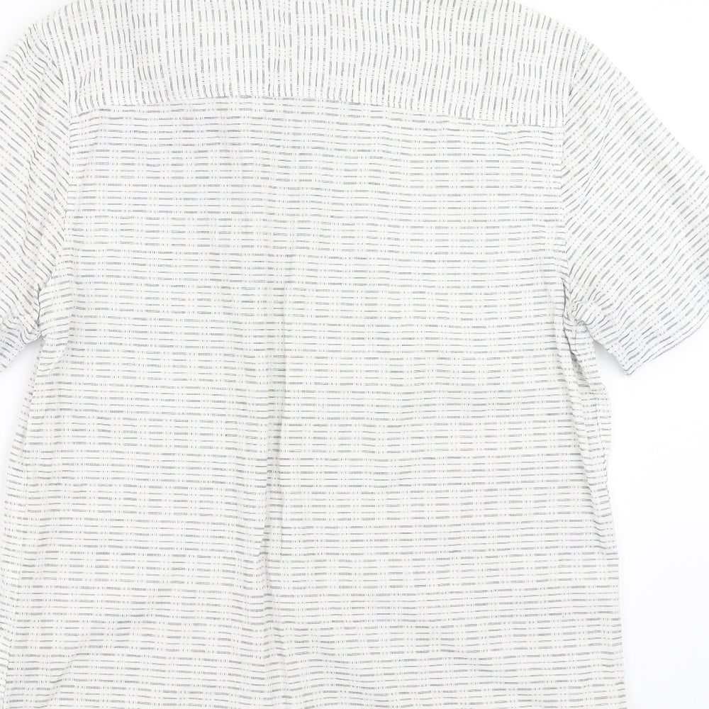 SANDSTONE Mens White Striped   Button-Up Size S