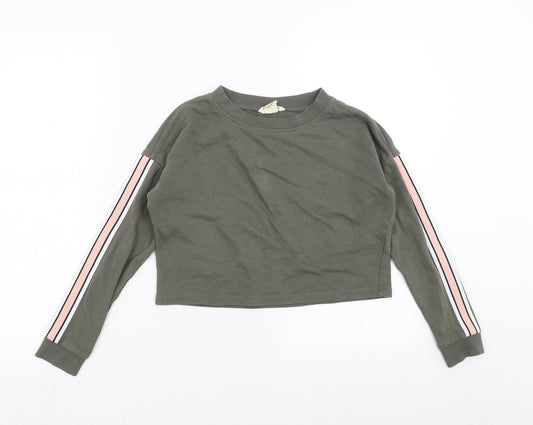 H&M Girls Green   Pullover Sweatshirt Size 8-9 Years