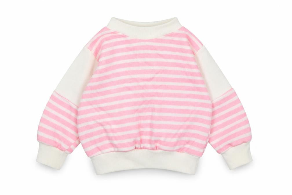 Preworn Girls Pink Striped  Pullover Jumper Size 3-6 Months