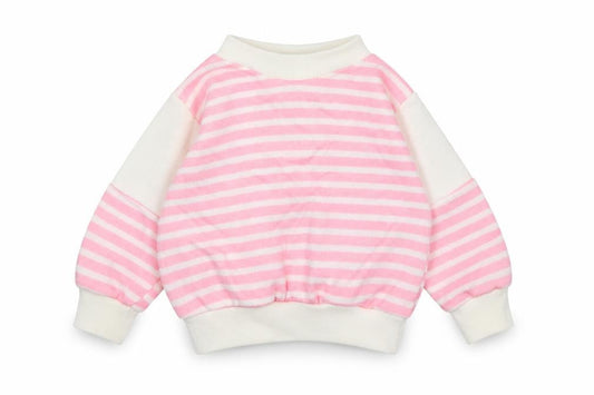 Preworn Girls Pink Striped  Pullover Jumper Size 3-6 Months