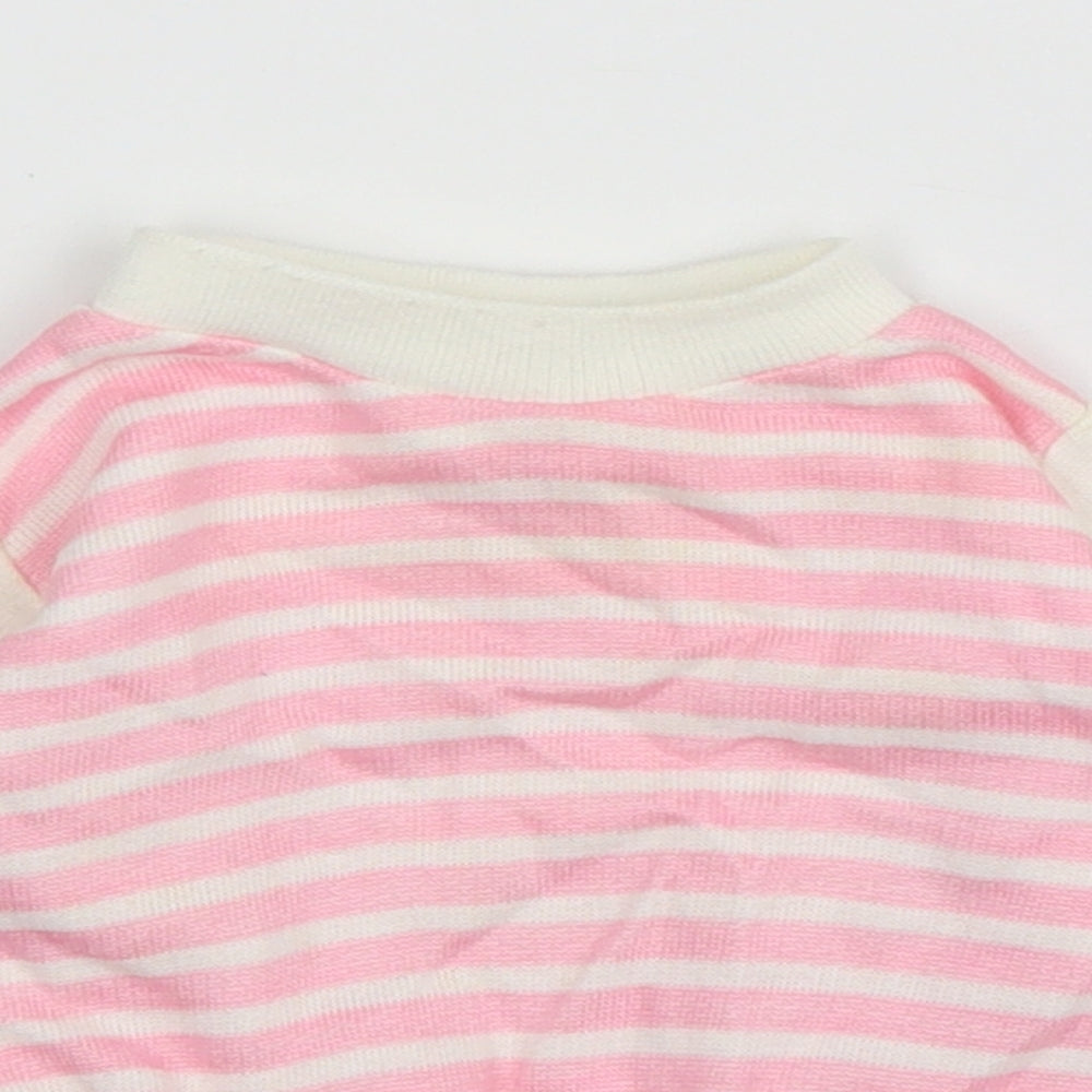 Preworn Girls Pink Striped  Pullover Jumper Size 3-6 Months