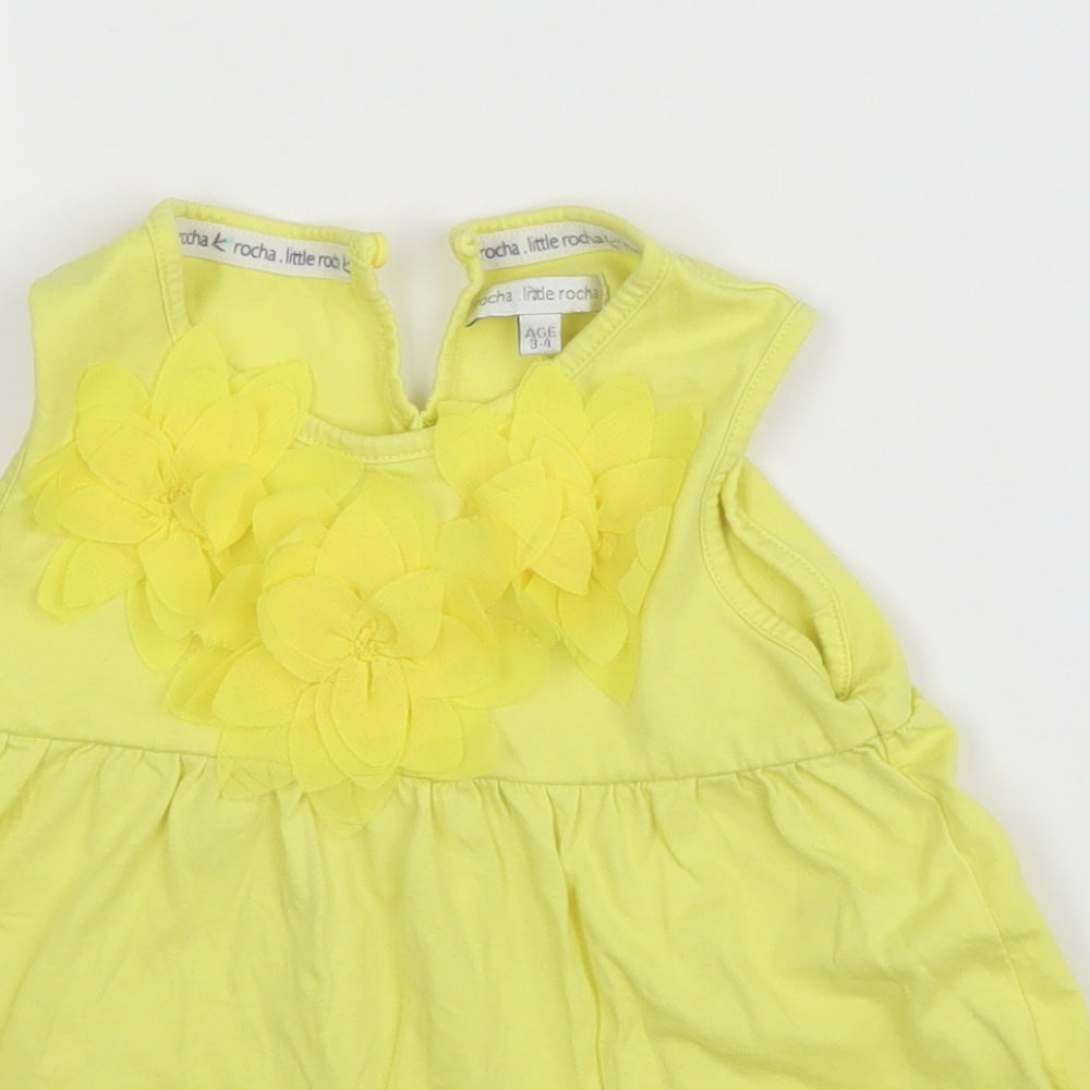 Close-up detail of Debenhams girls’ yellow basic blouse, size 3, years