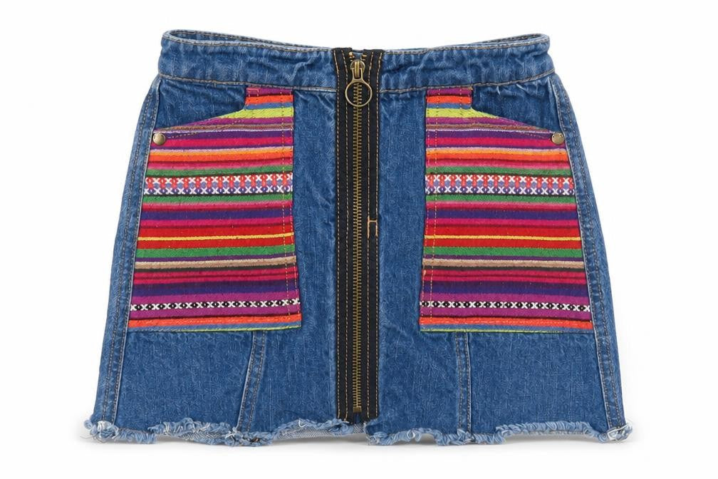 Very Girls Blue Striped Denim A-Line Skirt Size 6 Years