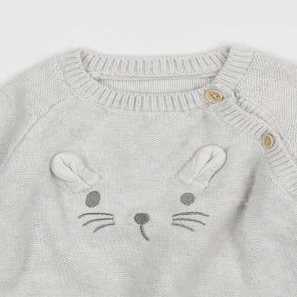 Close-up detail of George girls’ grey jumper, size 6-9, months