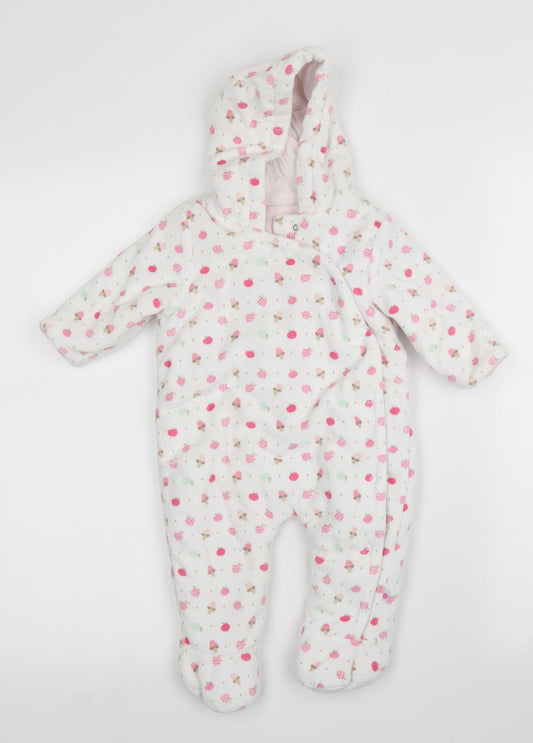Mothercare Girls White   Babygrow One-Piece Size 3-6 Months
