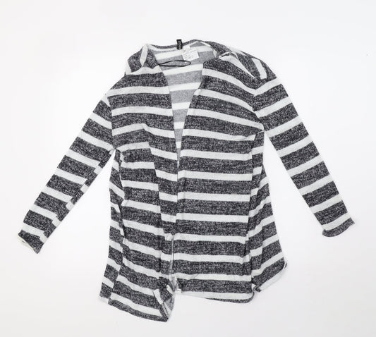 H&M Womens White Striped Knit Cardigan Jumper Size M
