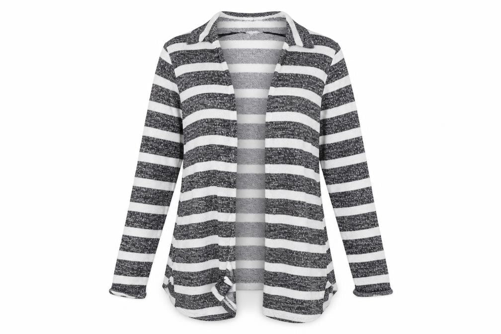 H&M Womens White Striped Knit Cardigan Jumper Size M