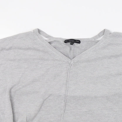 F&F Womens Grey  Knit Pullover Sweatshirt Size 14