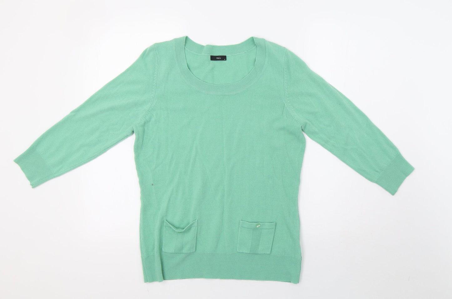M&Co Womens Green  Knit Pullover Sweatshirt Size 12