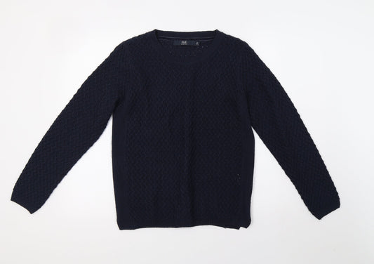 EWM Womens Blue  Knit Pullover Sweatshirt Size 12