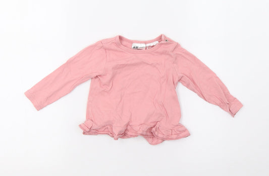 H&M Girls Pink   Basic T-Shirt Size 9-12 Months