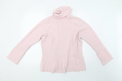 Additional front view of evie women’s pink knit pullover sweatshirt, size UK 16