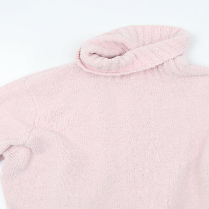 Close-up detail of evie women’s pink knit pullover sweatshirt, size UK 16