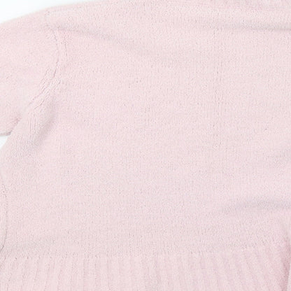 Brand and care label for evie women’s pink knit pullover sweatshirt, size UK 16