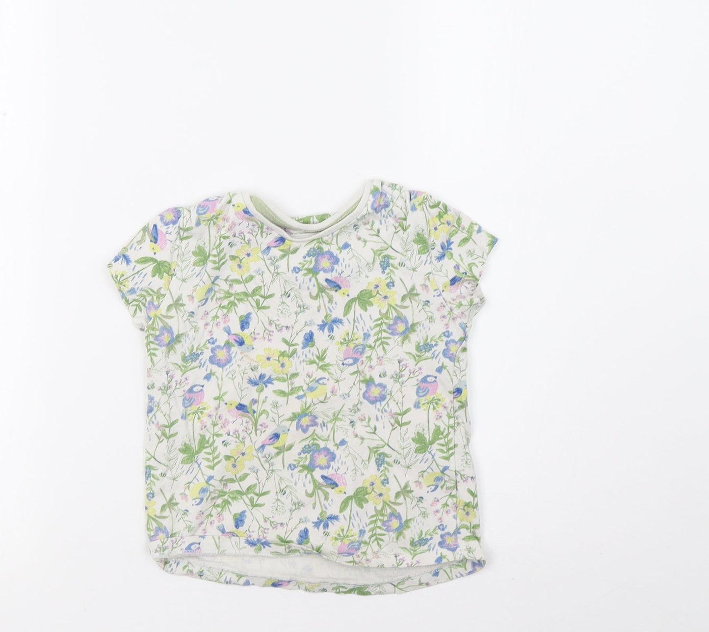 Sainsburys Girls White Floral  Basic T-Shirt Size 3-4 Years