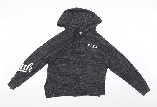 PINK Womens Grey Geometric  Full Zip Hoodie Size XS
