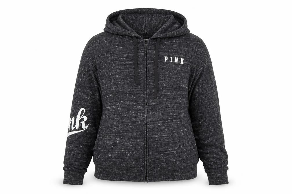 PINK Womens Grey Geometric  Full Zip Hoodie Size XS