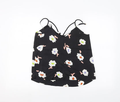 River Island Womens Black Floral  Basic Blouse Size 10