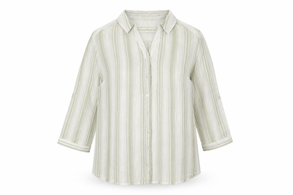 ISLE Womens White Striped  Basic Button-Up Size 18