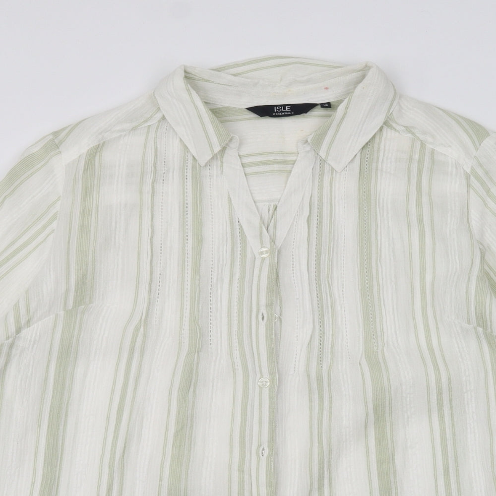ISLE Womens White Striped  Basic Button-Up Size 18