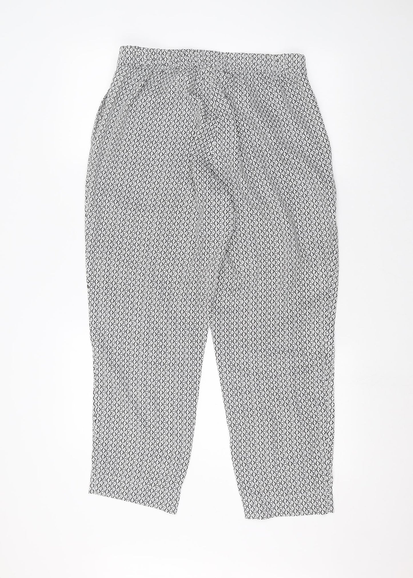 H&M Womens White   Trousers  Size 14 L25 in