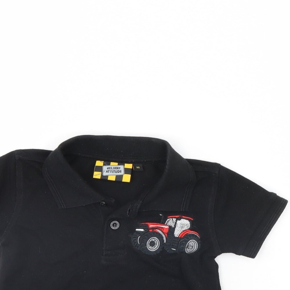 Reliant Attitude Boys Black   Basic Polo Size XS