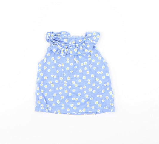 Mothercare Baby Blue Floral  Basic T-Shirt Size 3-6 Months