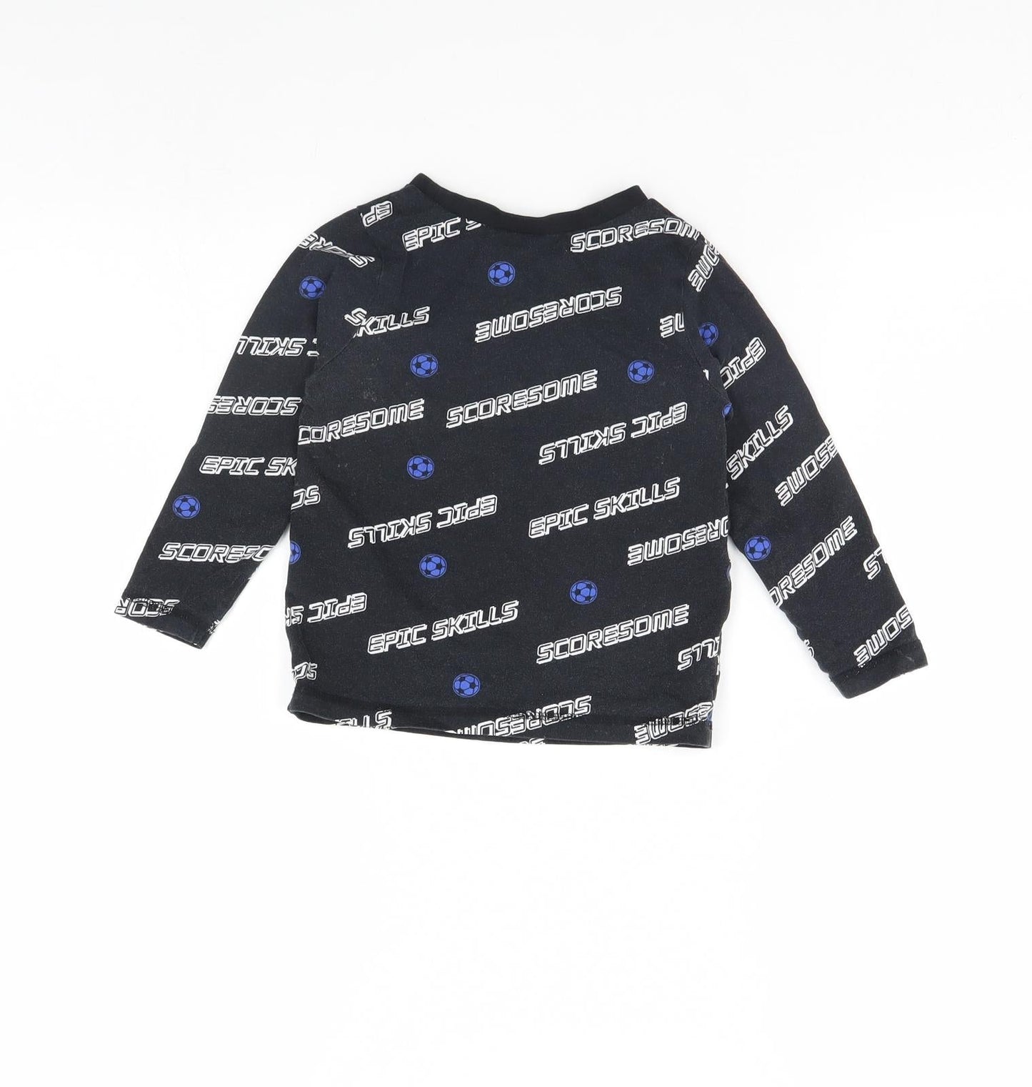 George Boys Black Striped   Pyjama Top Size 2 Years  - Football