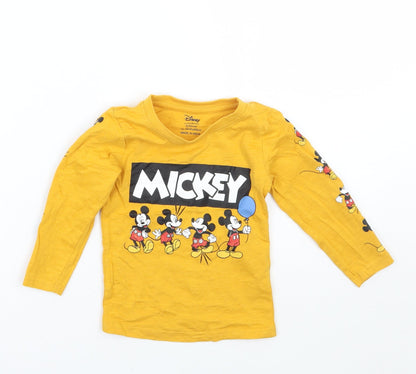 Front view of Primark girls’ yellow basic t-shirt, size 12, months