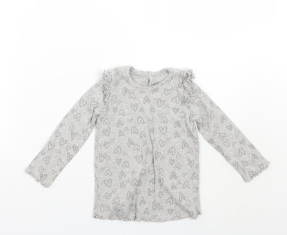 Additional front view of George girls’ grey geometric basic t-shirt, size 18-24, months