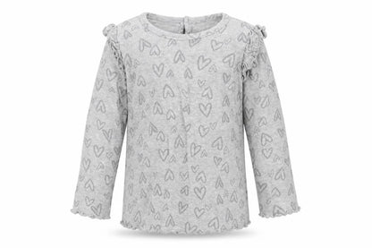 Front view of George girls’ grey geometric basic t-shirt, size 18-24, months