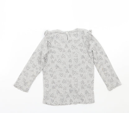 Back view of George girls’ grey geometric basic t-shirt, size 18-24, months