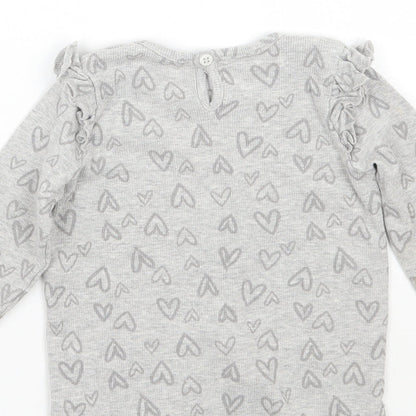 Brand and care label for George girls’ grey geometric basic t-shirt, size 18-24, months