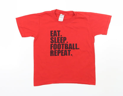 Preloved Gildan Boys Red   Basic T-Shirt Size 7-8 Years - Front