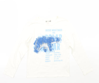 Additional front view of H&M girls’ white basic t-shirt, size 9, years