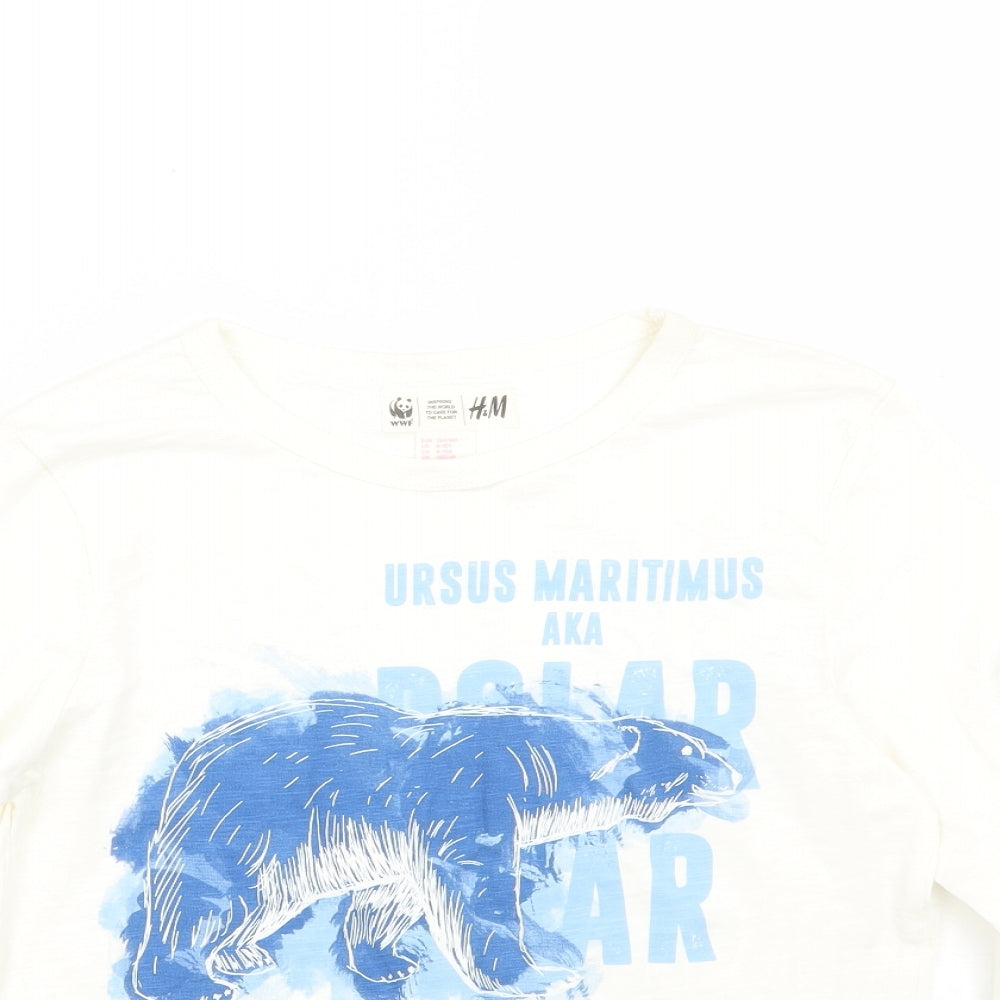 H&M Girls White   Basic T-Shirt Size 9 Years
