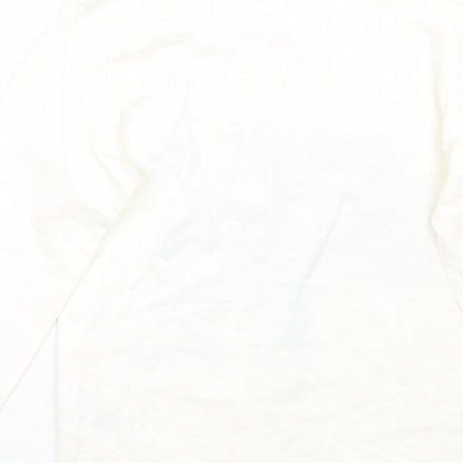 Brand and care label for H&M girls’ white basic t-shirt, size 9, years