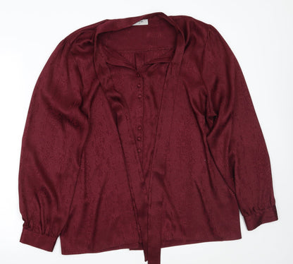 Additional front view of Soon women’s red animal print basic button-up, size UK 18