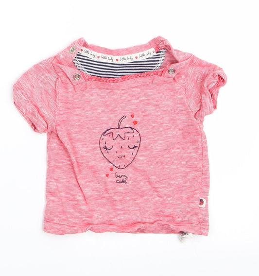 Mothercare Girls Red   Basic T-Shirt Size 0-3 Months  - Strawberry Logo