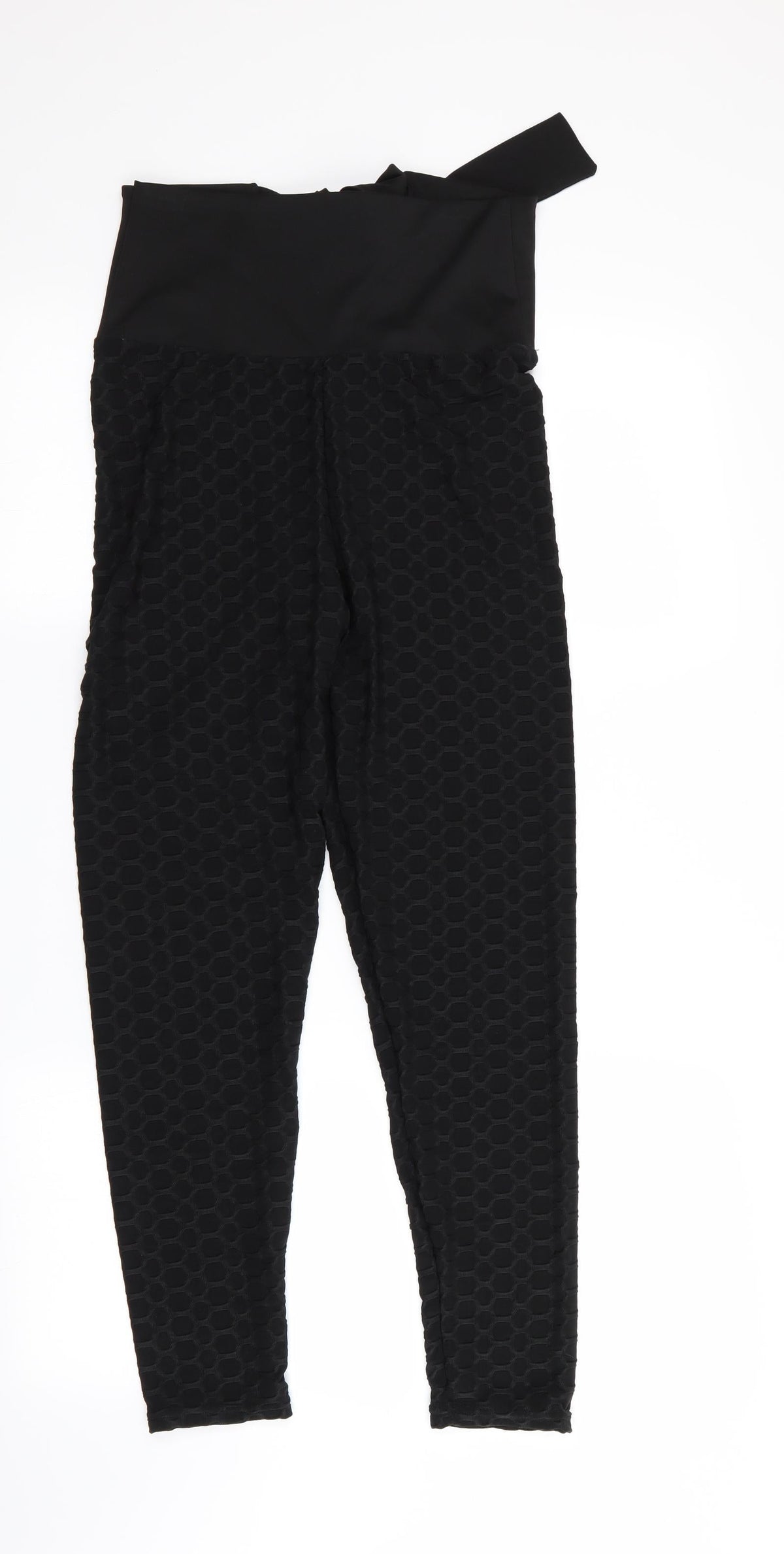 Preworn Womens Black Geometric  Jegging Leggings Size L L25 in - Tie back with Elastication