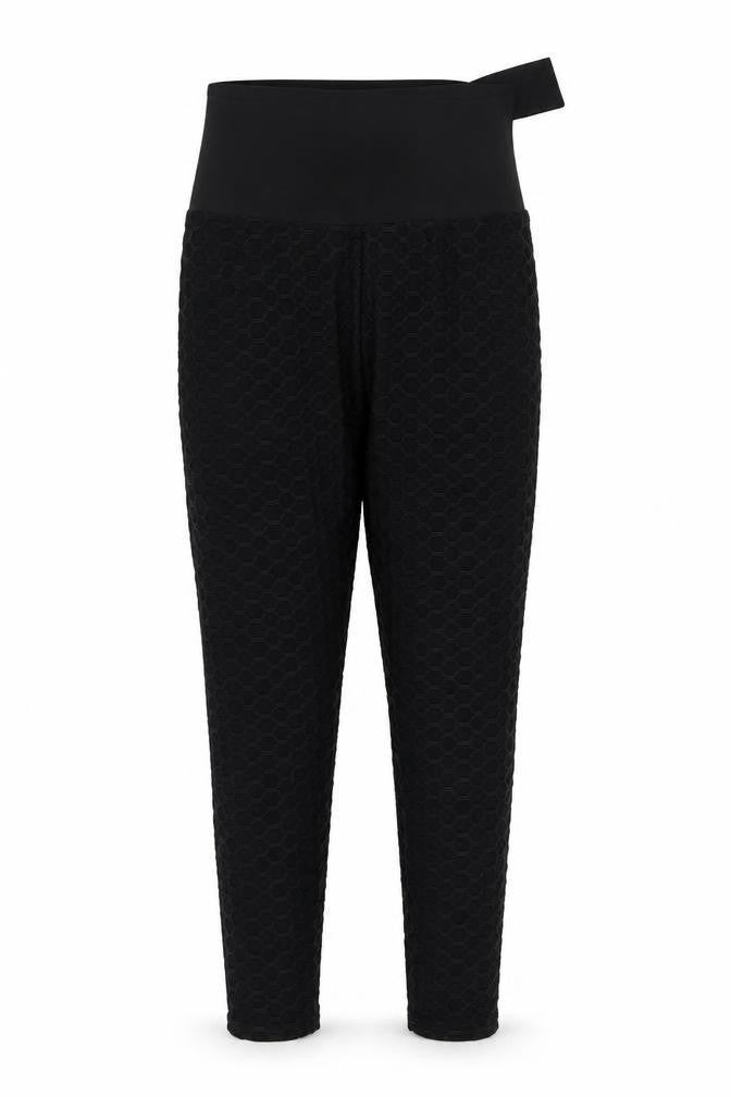 Preworn Womens Black Geometric  Jegging Leggings Size L L25 in - Tie back with Elastication