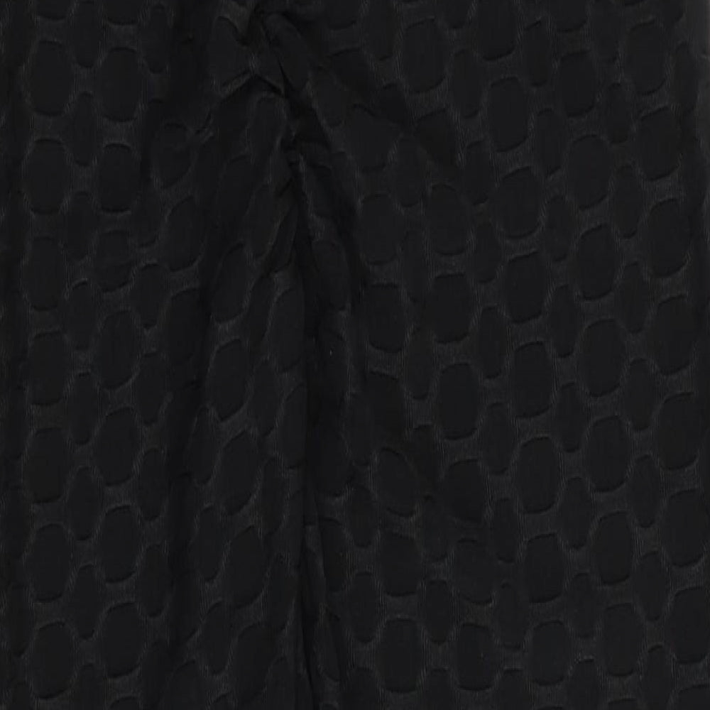 Preworn Womens Black Geometric  Jegging Leggings Size L L25 in - Tie back with Elastication