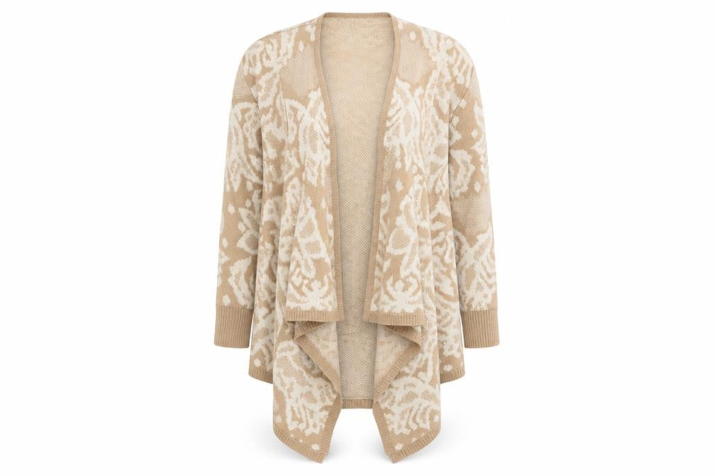 Peacocks Womens Beige Geometric Knit Cardigan Jumper Size M