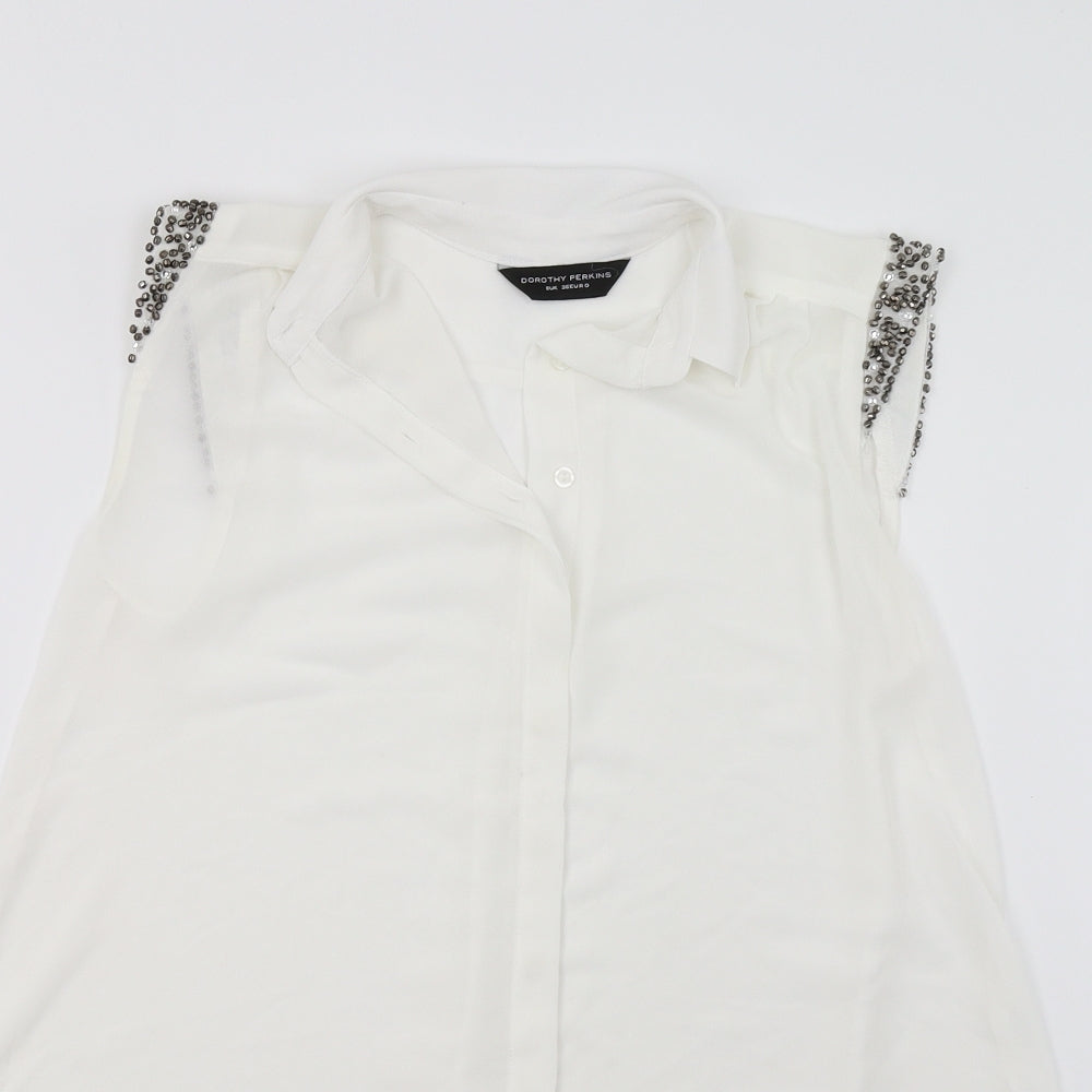 Dorothy Perkins Womens White   Basic Button-Up Size 8